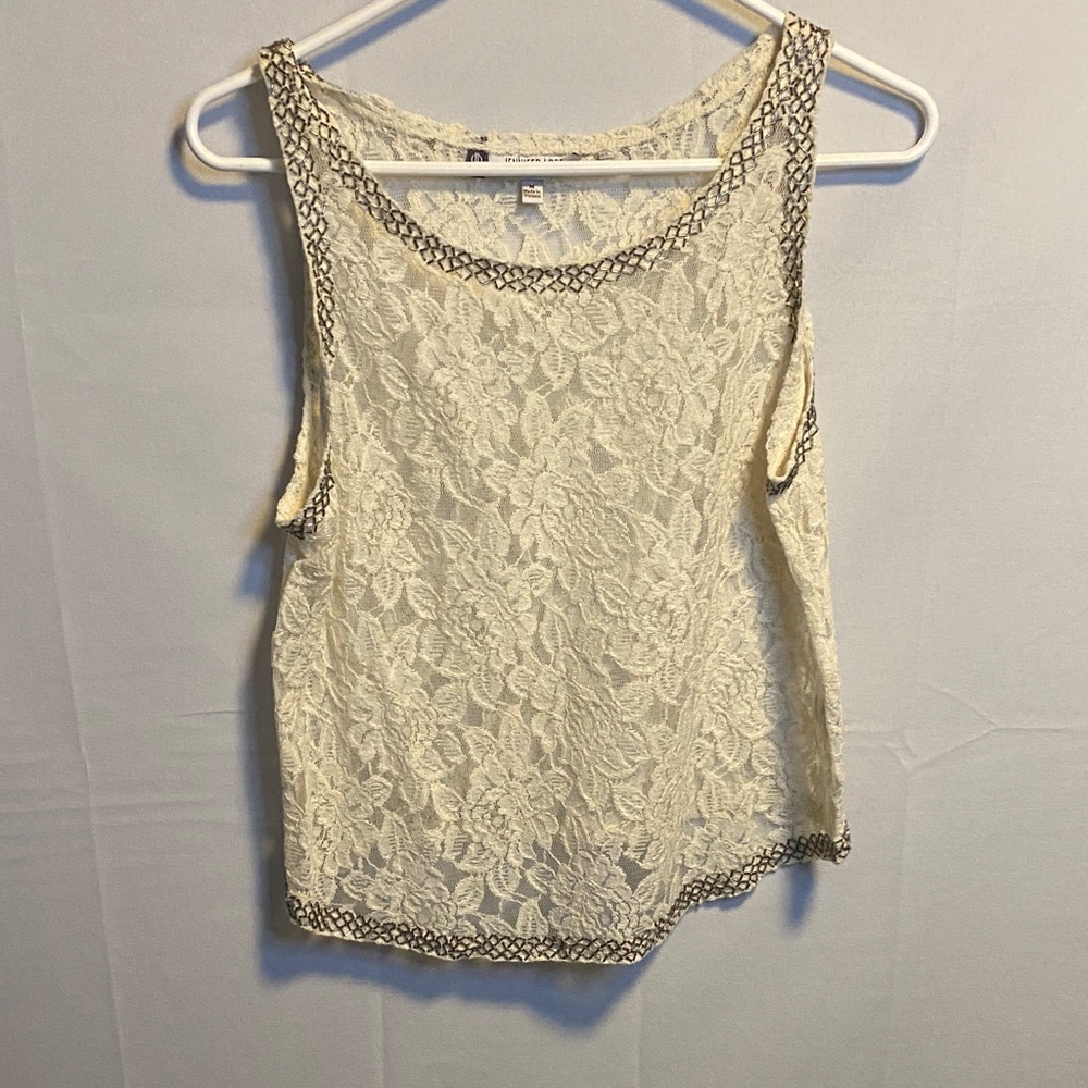Jennifer Lopez Lace Tank Top - Cream and Black